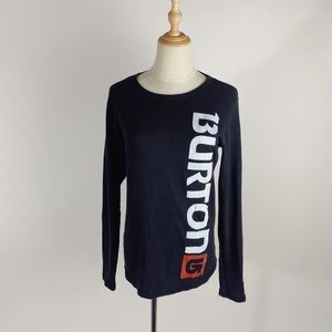 BURTON Womens Long Sleeve Waffle Knit Logo Tshirt Small